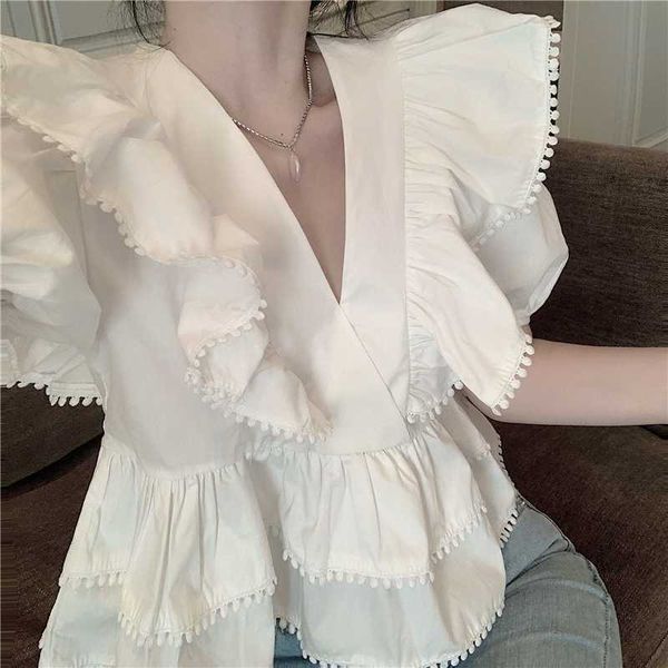 zcsmll fringed v-neck bubble short-sleeved blouses female design sense niche korean loose shirt summer 2020 new top, White
zcsmll fringed v-neck bubble short-sleeved blouses female design sense niche korean loose shirt summer 2020 new top, White