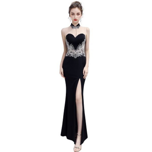 2020 black mermaid 2019 dress plus size elegant gold appliques bodice formal women party gowns high neckline dresses, Black;gray
2020 black mermaid 2019 dress plus size elegant gold appliques bodice formal women party gowns high neckline dresses, Black;gray