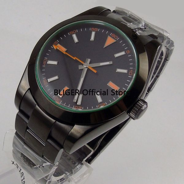 sapphire glass 40mm men's watch black sterile dial polished pvd coated case luminous marks automatic movement, Slivery;brown
sapphire glass 40mm men's watch black sterile dial polished pvd coated case luminous marks automatic movement, Slivery;brown