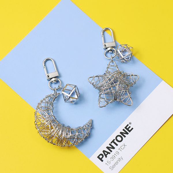 2020 handmade diy iron wire moon key ring earphone protective cover keychain crystal ball pendant pentagram star couple jewelry, Silver
2020 handmade diy iron wire moon key ring earphone protective cover keychain crystal ball pendant pentagram star couple jewelry, Silver