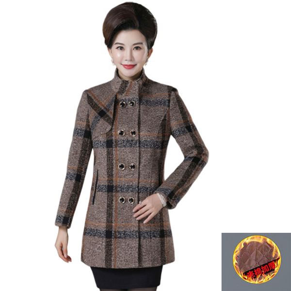 middle-aged women wool coats autumn winter warm thick woolen jacket coat plus size womens double-breasted lattice wool overcoat, Black
middle-aged women wool coats autumn winter warm thick woolen jacket coat plus size womens double-breasted lattice wool overcoat, Black
