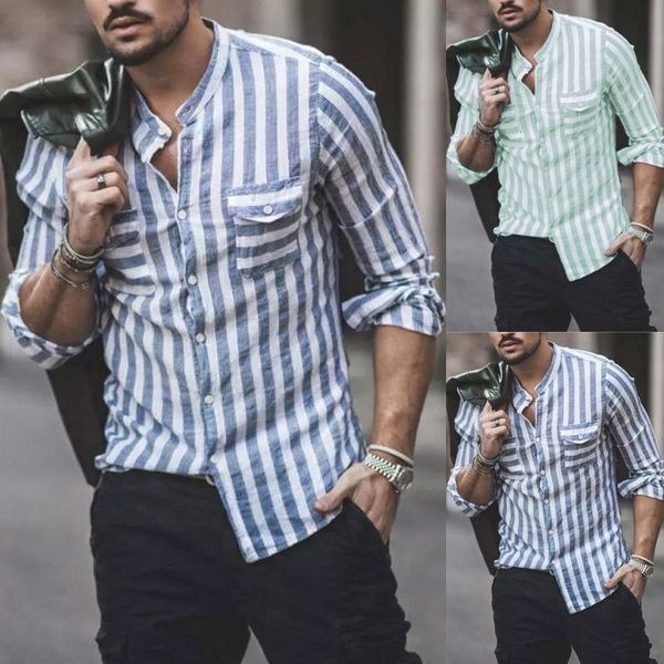 3xl mens shirts long sleeve button shirt fashion men collarless relaxed striped long sleeve shirts pockets blouse s-3xl, White;black
3xl mens shirts long sleeve button shirt fashion men collarless relaxed striped long sleeve shirts pockets blouse s-3xl, White;black