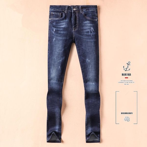 2019 summer style luxury vdam1 famous brand men's washed design casual slim summer lightweight stretch skinny jeans straight biker skin, Blue 
2019 summer style luxury vdam1 famous brand men's washed design casual slim summer lightweight stretch skinny jeans straight biker skin, Blue