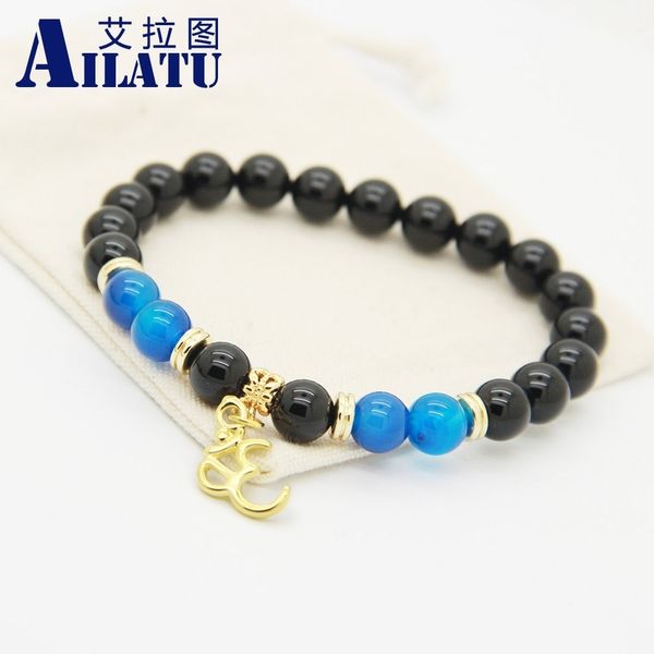 ailatu new design nice jewelry wholesale om charm bracelet natural black onyx stone beads, Golden;silver
ailatu new design nice jewelry wholesale om charm bracelet natural black onyx stone beads, Golden;silver