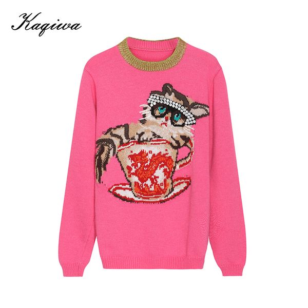 2020 autumn jumper sueter mujer runway design knitted pullover fashion cat dragon jacquard winter women pink sweater b-015, White;black
2020 autumn jumper sueter mujer runway design knitted pullover fashion cat dragon jacquard winter women pink sweater b-015, White;black