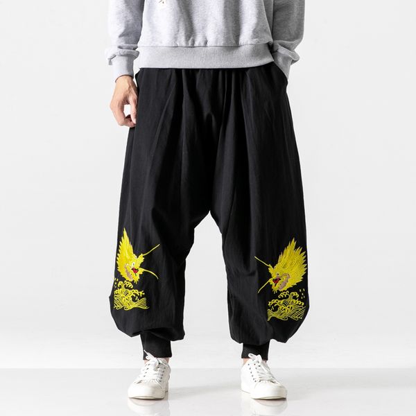 men's pants men embroidery wide leg 2021 male chinese style loose trousers oversize harem fashions streetwear, Black
men's pants men embroidery wide leg 2021 male chinese style loose trousers oversize harem fashions streetwear, Black