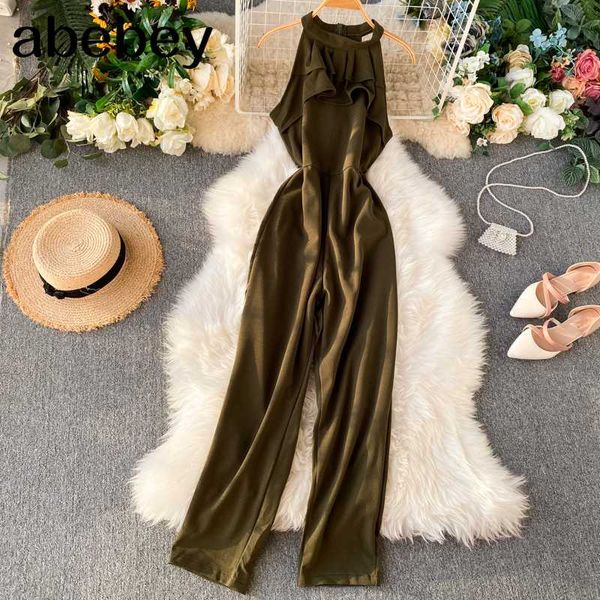 fashion ruffles slim halter neck summer tank full length jumpsuit high waist casual women sleeveless elegant playsuit romper, Black;white
fashion ruffles slim halter neck summer tank full length jumpsuit high waist casual women sleeveless elegant playsuit romper, Black;white