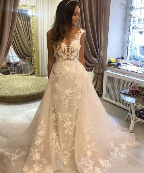 appliques lace mermaid wedding dresses with detachable train sweep train sheer button bohemian wedding dress 2020 robes de mariée, White
appliques lace mermaid wedding dresses with detachable train sweep train sheer button bohemian wedding dress 2020 robes de mariée, White