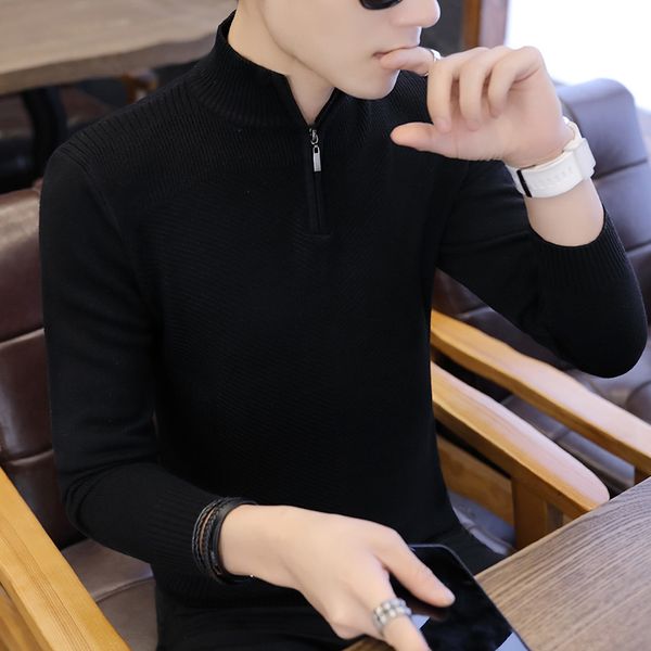 2018 autumn and winter new fashion casual men's half-high zipper collar casual sweater pullover sweater, White;black
2018 autumn and winter new fashion casual men's half-high zipper collar casual sweater pullover sweater, White;black