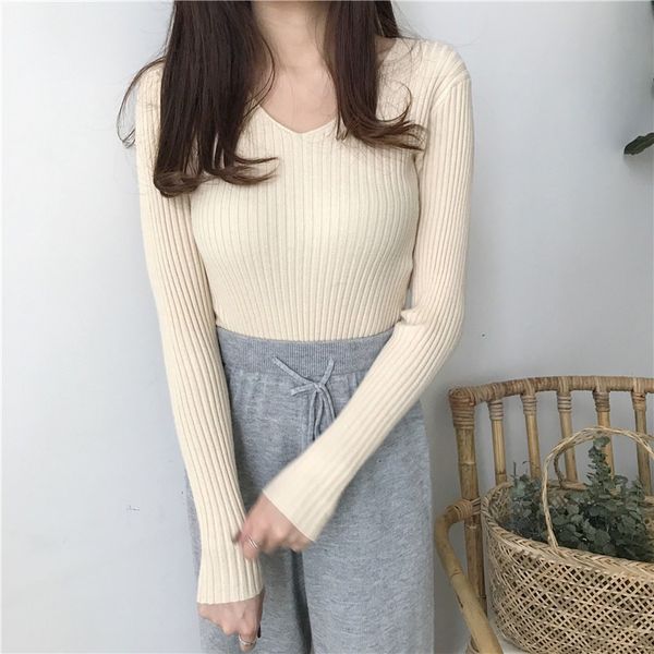 female long sleeve sweat shirts fashion casual v-neck sweaters slim fit women shirt, White;black
female long sleeve sweat shirts fashion casual v-neck sweaters slim fit women shirt, White;black