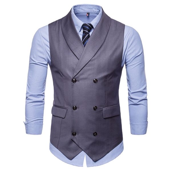2020 customized spring and autumn new gentlemen pure color double-breasted man armor men british western armor large size vest coat, Black
2020 customized spring and autumn new gentlemen pure color double-breasted man armor men british western armor large size vest coat, Black