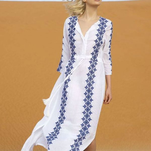 women deep v-neck swimsuit cover up tassels drawstring high waist beach maxi dress vintage floral stripes printed maxi robe, Black;gray
women deep v-neck swimsuit cover up tassels drawstring high waist beach maxi dress vintage floral stripes printed maxi robe, Black;gray