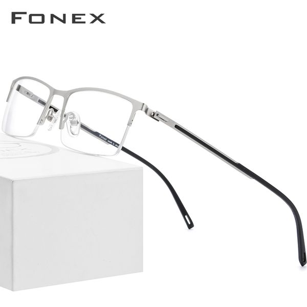 fonex alloy glasses frame men ultra light half square myopia prescription eyeglasses 2019 new optical frames screwless eyewear, Silver
fonex alloy glasses frame men ultra light half square myopia prescription eyeglasses 2019 new optical frames screwless eyewear, Silver