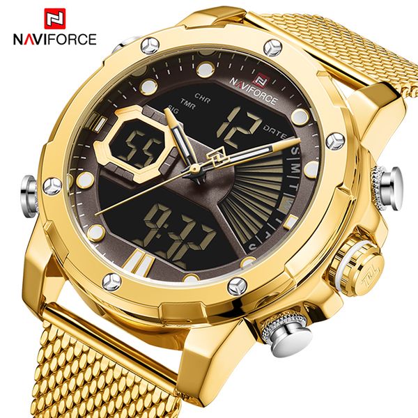 naviforce luxury men's gold watches digital sport quartz wristwatch led luminous waterproof clock men relogio masculino, Slivery;brown
naviforce luxury men's gold watches digital sport quartz wristwatch led luminous waterproof clock men relogio masculino, Slivery;brown