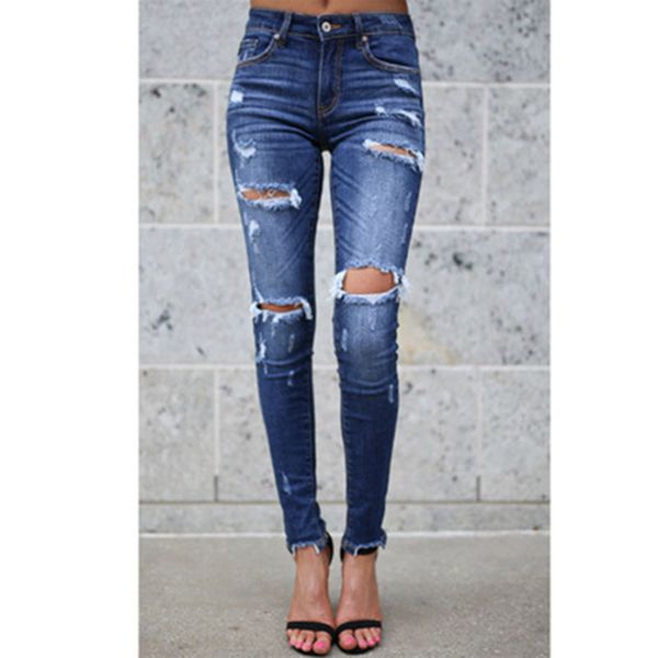 2020 fashion women high waist jeans pants elastic holes denim jeans 4 season pencil pants ripped women's casual trousers, Blue
2020 fashion women high waist jeans pants elastic holes denim jeans 4 season pencil pants ripped women's casual trousers, Blue