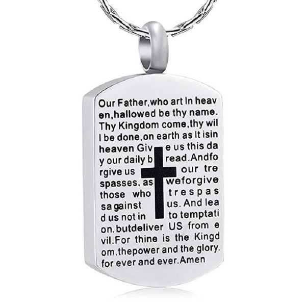pendant necklaces x049 bible and religious cross printed dog tag memorial urn necklace stainless steel cremation jewelry for ashes keepsake, Silver
pendant necklaces x049 bible and religious cross printed dog tag memorial urn necklace stainless steel cremation jewelry for ashes keepsake, Silver