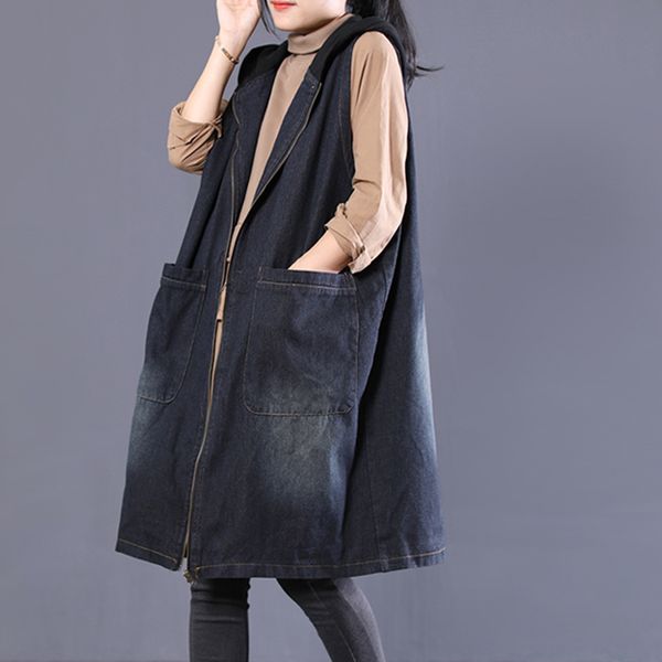 johnature 2019 autumn new demin vests coats patchwork zipper women casual turn-down collar vintage hooded vests, Black;white
johnature 2019 autumn new demin vests coats patchwork zipper women casual turn-down collar vintage hooded vests, Black;white