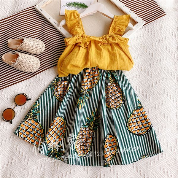 2020 girls clothing sets summer fashion girls flying sleeve sling +pineapple skirts 2pcs girls clothes, White
2020 girls clothing sets summer fashion girls flying sleeve sling +pineapple skirts 2pcs girls clothes, White