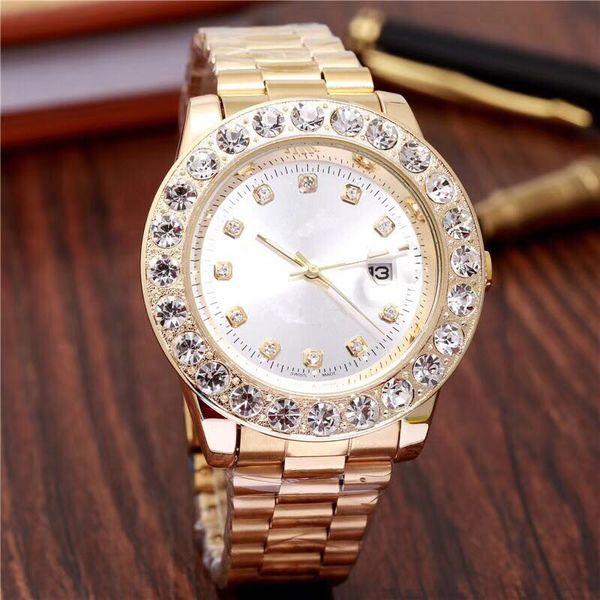2019 relogio Luxury Mens Brand Men Watch Big Diamonds Day-Date Brand Stainless Steel Perpetual President Automatic Diamond Wristwatch Watche
