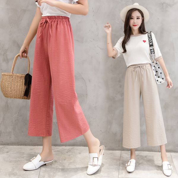 the new spring and summer to film school wind cotton and linen wide-legged pants loose han edition of tall waist nine minutes of, Black;white
the new spring and summer to film school wind cotton and linen wide-legged pants loose han edition of tall waist nine minutes of, Black;white