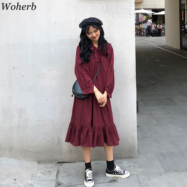 woherb 2020 new chic sweet women dress vintage elegant long sleeve ruffle vestidos mujer korean a-line dresses summer loose robe, Black;gray
woherb 2020 new chic sweet women dress vintage elegant long sleeve ruffle vestidos mujer korean a-line dresses summer loose robe, Black;gray