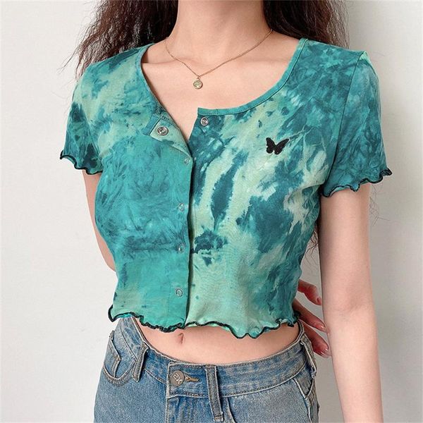 tie-dye printed women button short sleeve short korean style green summer butterfly embroidery #0505g30, White
tie-dye printed women button short sleeve short korean style green summer butterfly embroidery #0505g30, White
