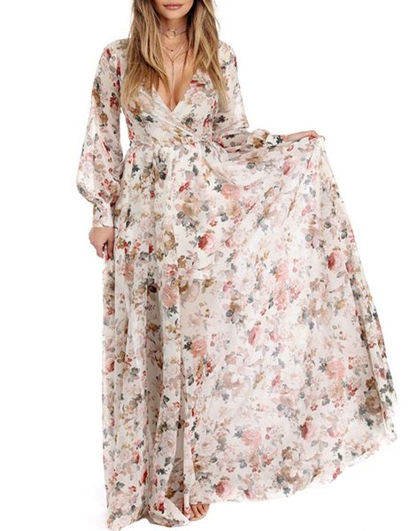 women chiffon maxi dress floral print deep v neck long sleeve beach dress slim belted elegant boho long vestido longo, Black;gray
women chiffon maxi dress floral print deep v neck long sleeve beach dress slim belted elegant boho long vestido longo, Black;gray