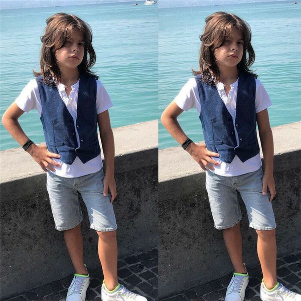 baby boy suit gentleman summer outfit smart party birthday baptism age 2-7 years, White