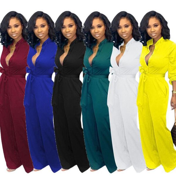 jumpsuits european spring and autumn fashion belt pocket solid color high collar long sleeve jumpsuit support mixed batch, Black;white
jumpsuits european spring and autumn fashion belt pocket solid color high collar long sleeve jumpsuit support mixed batch, Black;white