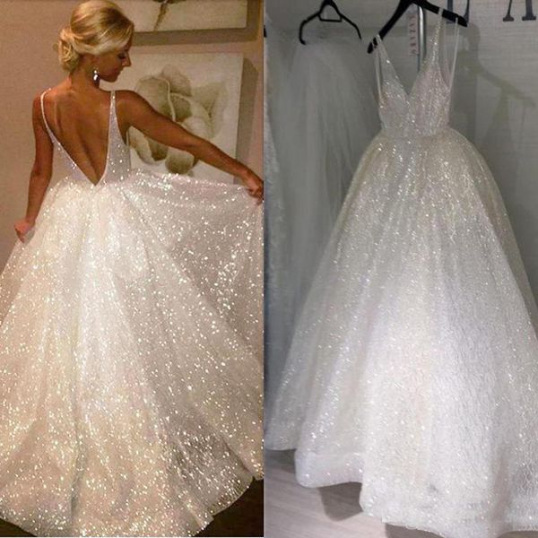 bohemian sequins wedding dresses double v neck straps a-line summer beach plus size bridal gowns vestidos de novia, White
bohemian sequins wedding dresses double v neck straps a-line summer beach plus size bridal gowns vestidos de novia, White
