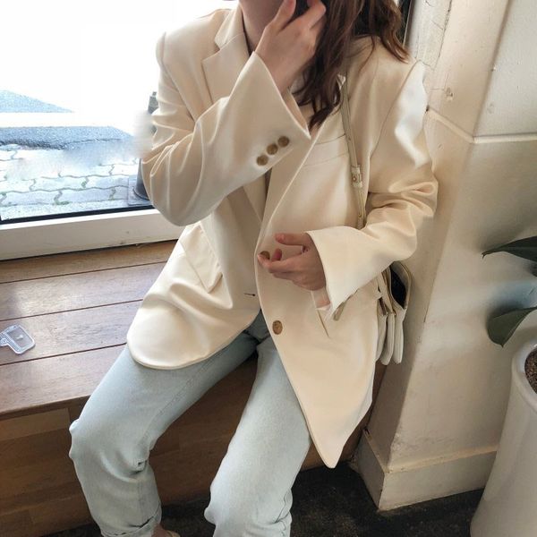 fall women single breasted casual blazers solid notched loose blazers office lady long sleeve pockets femme, White;black
fall women single breasted casual blazers solid notched loose blazers office lady long sleeve pockets femme, White;black