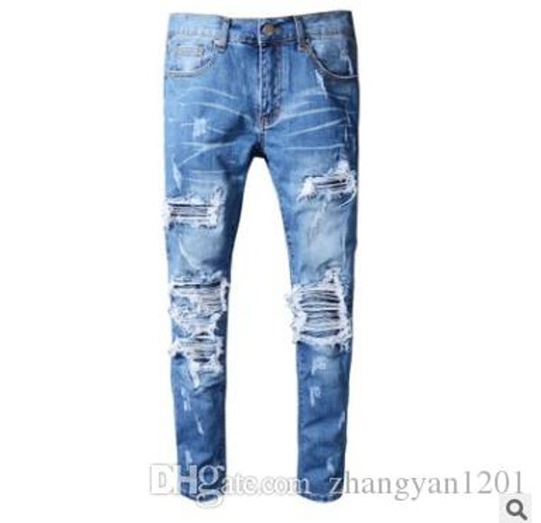 men's ripped jeans slim pants slim trousers men's designer jeans biker pants casual jeans, Blue
men's ripped jeans slim pants slim trousers men's designer jeans biker pants casual jeans, Blue