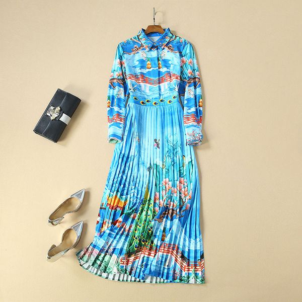 new fashion 2019 designer runway dress women's long sleeve gorgeous print shirt collar pleated midi dress, Black;gray
new fashion 2019 designer runway dress women's long sleeve gorgeous print shirt collar pleated midi dress, Black;gray
