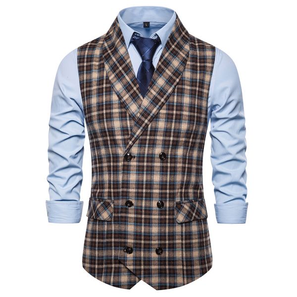 brand waistcoat men 2019 fashion british style plaid double breasted men's vest slim fit business sleeveless jacket singer, Black;white
brand waistcoat men 2019 fashion british style plaid double breasted men's vest slim fit business sleeveless jacket singer, Black;white