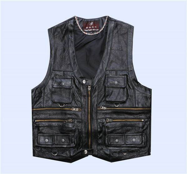 men's casual gentlement genuine leather vest male slim multi pocket reporter sheepskin leather vest waistcoat xl-8xl, Black;white
men's casual gentlement genuine leather vest male slim multi pocket reporter sheepskin leather vest waistcoat xl-8xl, Black;white