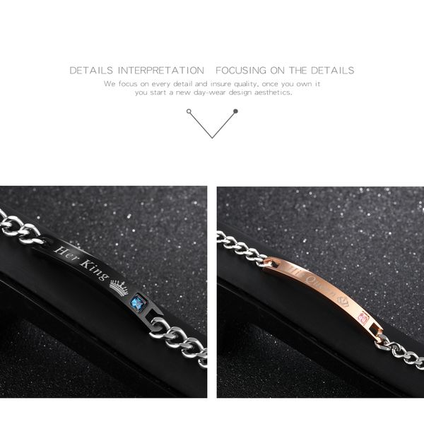 whole2019 romantic crown id bracelets for lover king & queen black/ rose gold color pave zirconia women men valentine's gift
whole2019 romantic crown id bracelets for lover king & queen black/ rose gold color pave zirconia women men valentine's gift