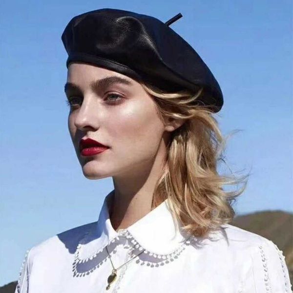 new beret cap fashion girls casual black pu leather beret artist warm hat for women autumn winter retro bonnet beanie gorras, Blue;gray
new beret cap fashion girls casual black pu leather beret artist warm hat for women autumn winter retro bonnet beanie gorras, Blue;gray