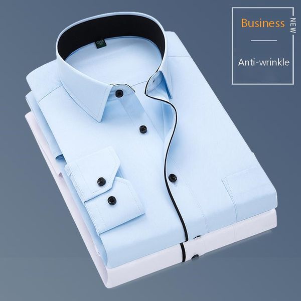 summer men's long sleeve white blus basic dress shirt with single chest pocket slim fit business formal twill shirts, White;black
summer men's long sleeve white blus basic dress shirt with single chest pocket slim fit business formal twill shirts, White;black