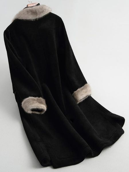 women's fur & faux real winter women clothes coat long sheep shearing wool jacket woman collar korean coats 2021 kqn79299 kj4252, Black
women's fur & faux real winter women clothes coat long sheep shearing wool jacket woman collar korean coats 2021 kqn79299 kj4252, Black
