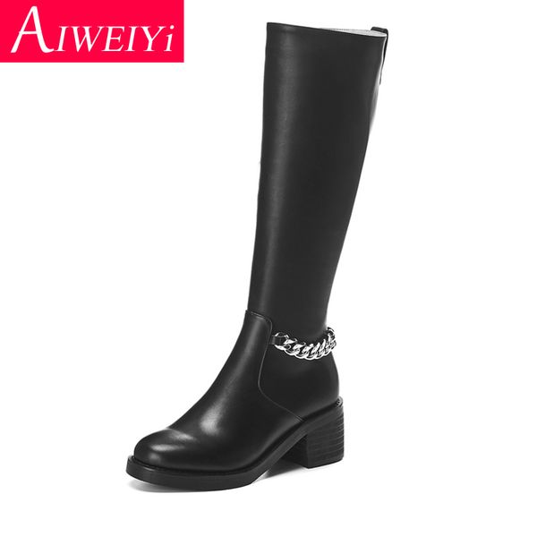 genuine leather woman boots black round toe high heels knee high boots chains cow leather thigh black booties
genuine leather woman boots black round toe high heels knee high boots chains cow leather thigh black booties