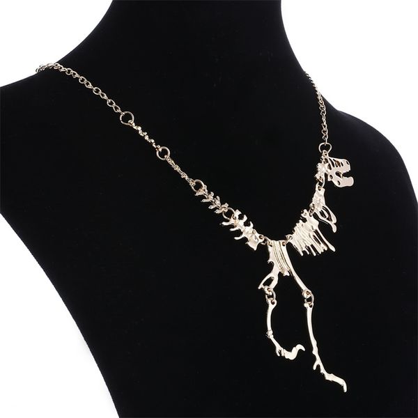 

New fashion Jewelry Gothic Tyrannosaurus Rex Skeleton Dinosaur Pendant Necklace Gold Silver Chain Choker Necklace For Women