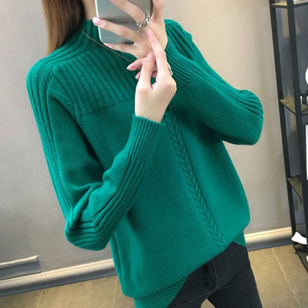 knitted turtleneck women autumn winter 2020 new ladies korean sweater female long sleeve jumper blue white green pullover ns4512, White;black 
knitted turtleneck women autumn winter 2020 new ladies korean sweater female long sleeve jumper blue white green pullover ns4512, White;black