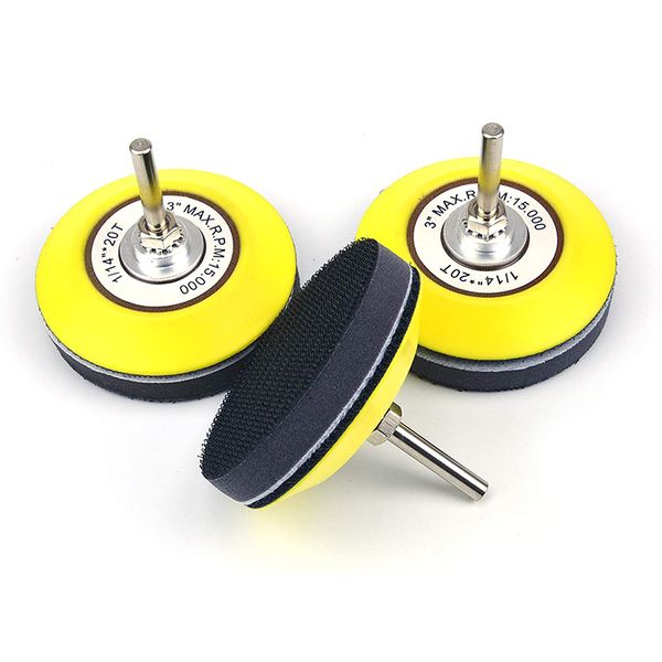 3 inch (75mm) hook and loop sanding pad for sanding discs with 6mm dia shank drill attachment + buffering pad(3 pack
3 inch (75mm) hook and loop sanding pad for sanding discs with 6mm dia shank drill attachment + buffering pad(3 pack