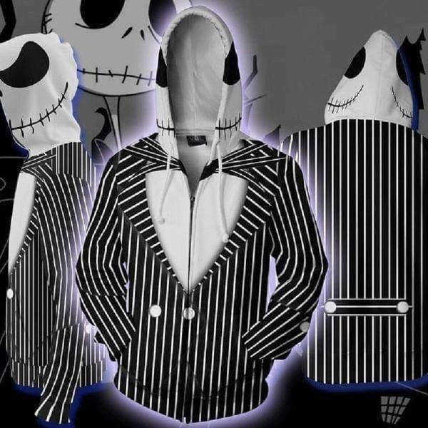 2018 men's hooded jack skellington 3d printing hoodie casual sportswear zipper hoodie hip hop on behalf of the delivery, Black
2018 men's hooded jack skellington 3d printing hoodie casual sportswear zipper hoodie hip hop on behalf of the delivery, Black