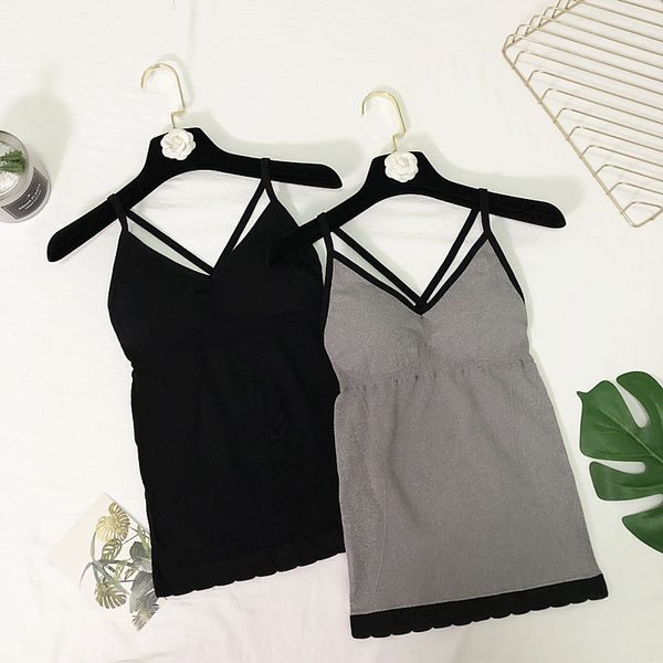 korean style neck crossing beautiful back bottom long gray inner suspender belt outside vest women trend bralette crop top, Black;white
korean style neck crossing beautiful back bottom long gray inner suspender belt outside vest women trend bralette crop top, Black;white