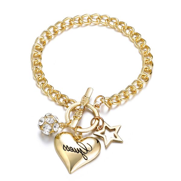 classic love heart charms bracelets for women gold color bileklik bracelet & bangle chain pendant bracelet valentine's day gift, Black
classic love heart charms bracelets for women gold color bileklik bracelet & bangle chain pendant bracelet valentine's day gift, Black