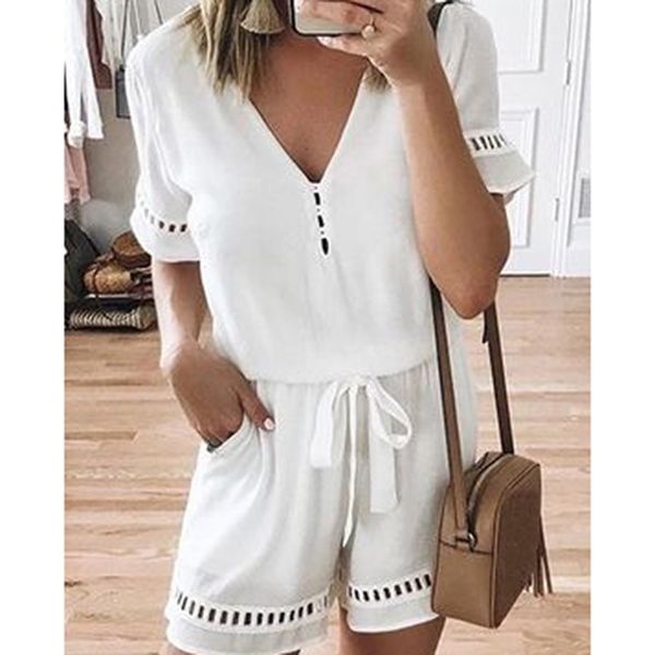 fashion women jumpsuits rompers summer short sleeve patchwork playsuits v neck with belt holiday jumpsuit, Black;white
fashion women jumpsuits rompers summer short sleeve patchwork playsuits v neck with belt holiday jumpsuit, Black;white