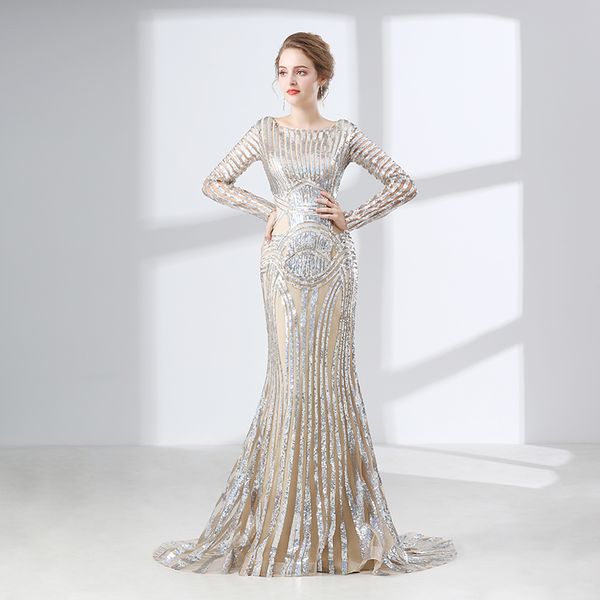 Sparkling Long-Sleeved Mermaid Prom Dresses Embroidery Lace Illusion Spoon Formal Evening Dress Celebrity Dress Special Occasion Dress
Sparkling Long-Sleeved Mermaid Prom Dresses Embroidery Lace Illusion Spoon Formal Evening Dress Celebrity Dress Special Occasion Dress