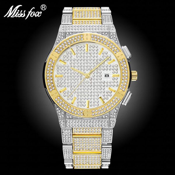 missfox silver and gold watch mens calendar with full diamond watches analog water resistant man watch gift box, Slivery;brown
missfox silver and gold watch mens calendar with full diamond watches analog water resistant man watch gift box, Slivery;brown