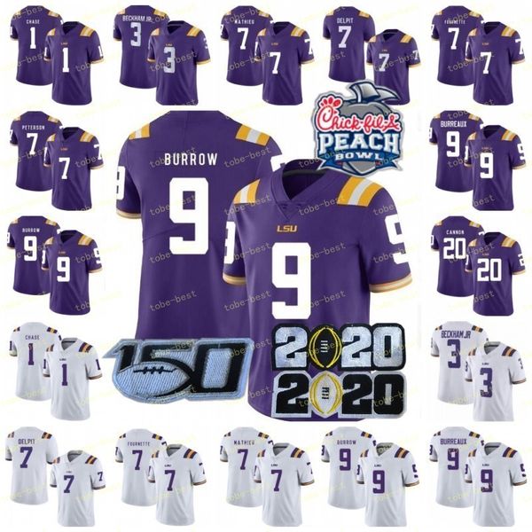 ncaa 2020 peach bowl lsu tigers #9 joe burrow burreaux odell beckham jr. grant delpit tyrann mathieu leonard chase college football jersey, Black
ncaa 2020 peach bowl lsu tigers #9 joe burrow burreaux odell beckham jr. grant delpit tyrann mathieu leonard chase college football jersey, Black